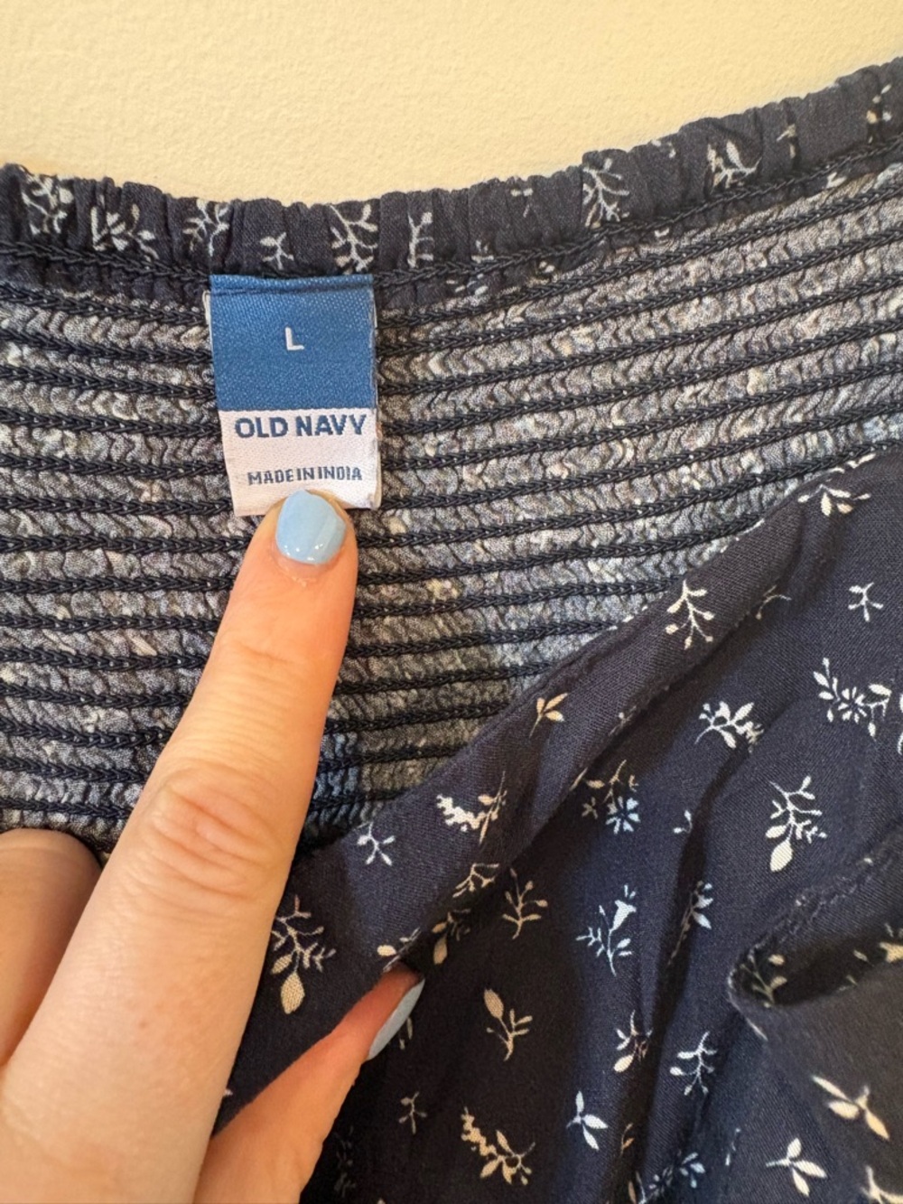 Old Navy Navy Floral Tie-Shoulder Mini Dress - Picture 7 of 8